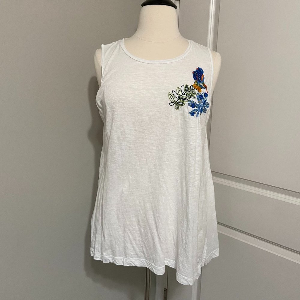 LOFT Plus White Tank with Embroidery